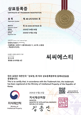 지식재산처 상표 등록결정서: 씨씨에스티