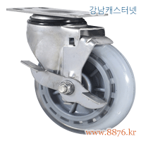 S-1070; 경량SUS 5˝ 회전 고탄성우레탄 브레이크; PBC-SUS3050-S-HPUB-BK