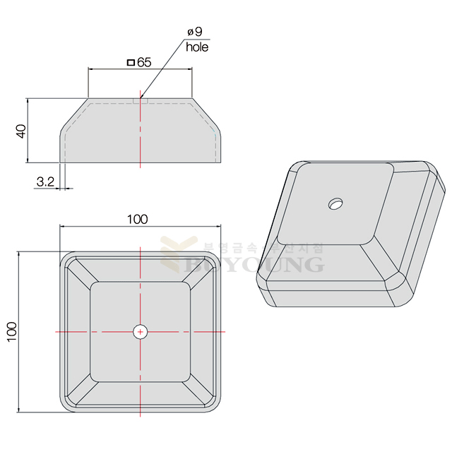 철물 종발이(파렛트컵) 100-100 (C-319) 도면 2