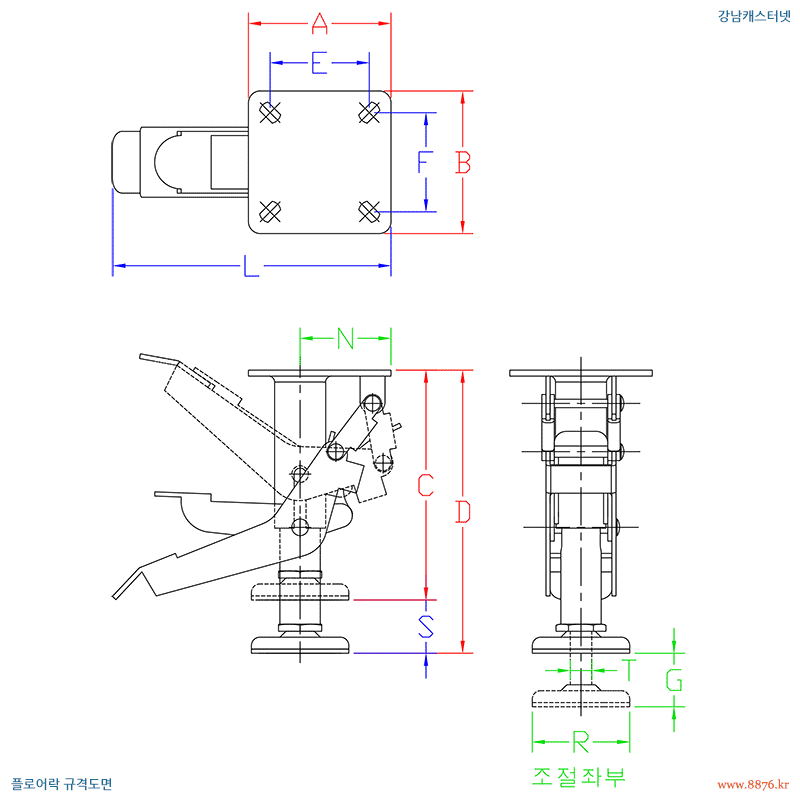 플로어락 철제 규격도면